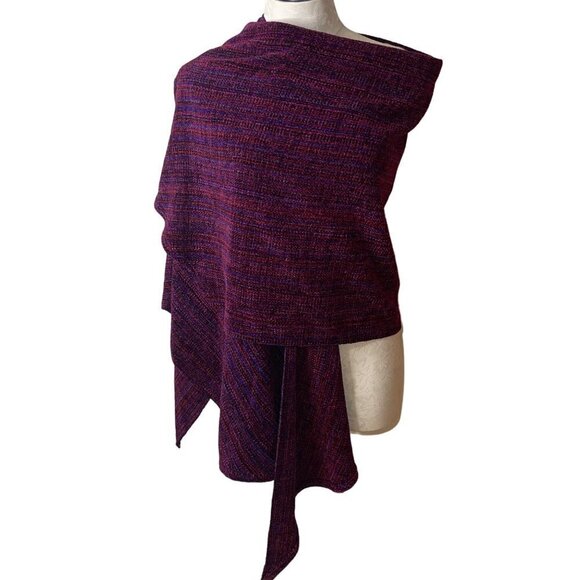 Womens Sweater One size Purple Wrap Shawl Chenille Open Font Casual - Picture 5 of 10